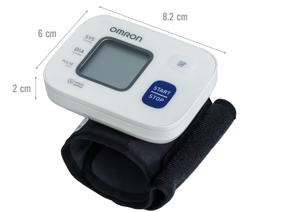Kích thước máy đo huyết áp cổ tay Omron Kích thước máy đo huyết áp cổ tay Omron